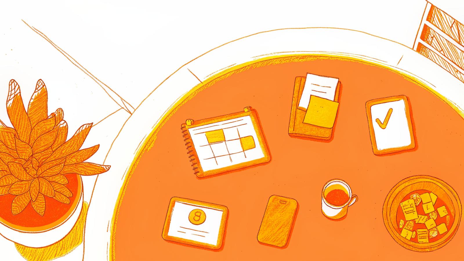 Five-step creator loop from niche to brand campaign earnings shown as desk vignettes