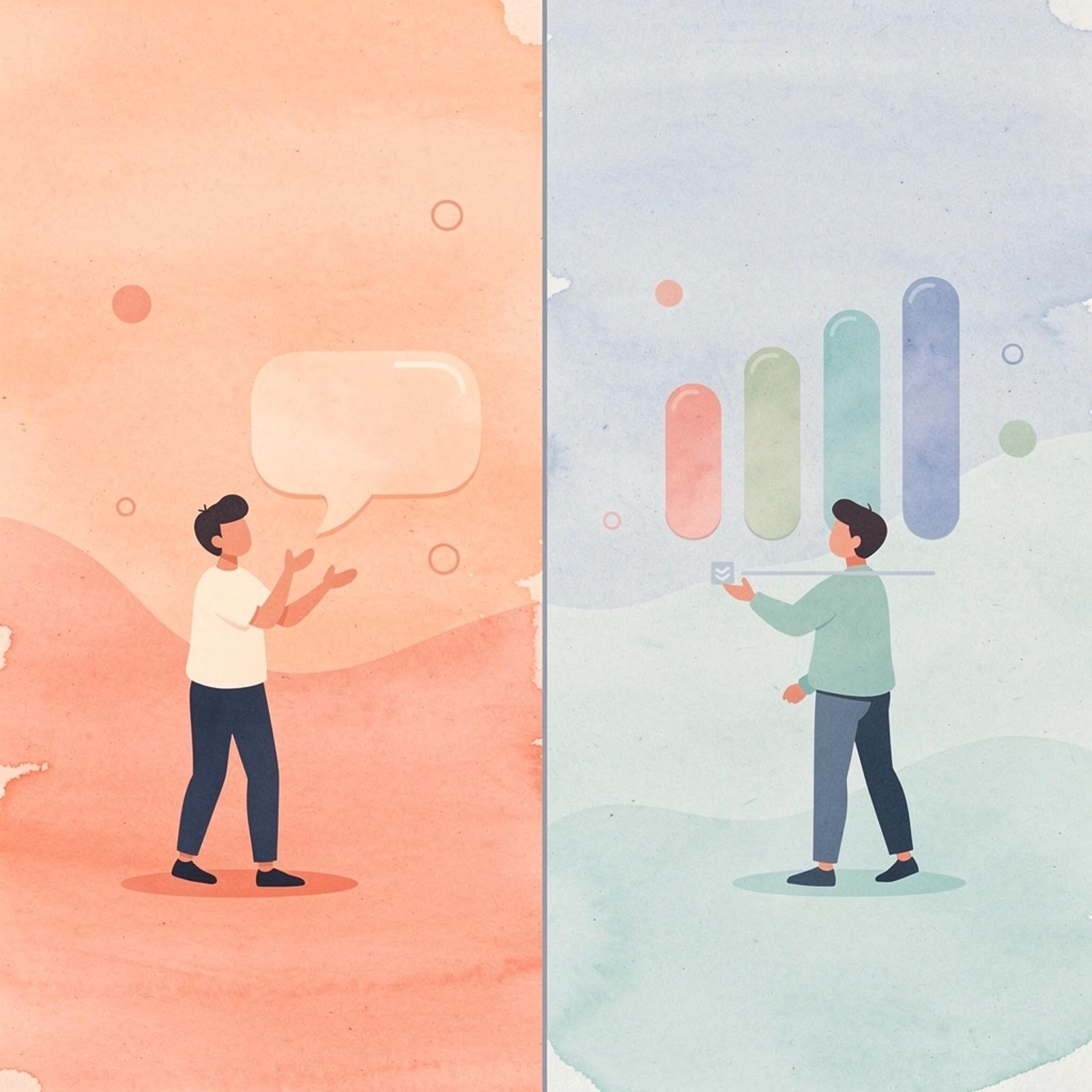Split scene showing contrast between content-focused and monetization-focused creators