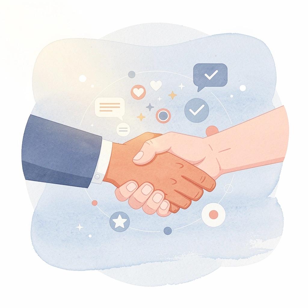 Scene of a handshake representing brand and creator deal evaluation