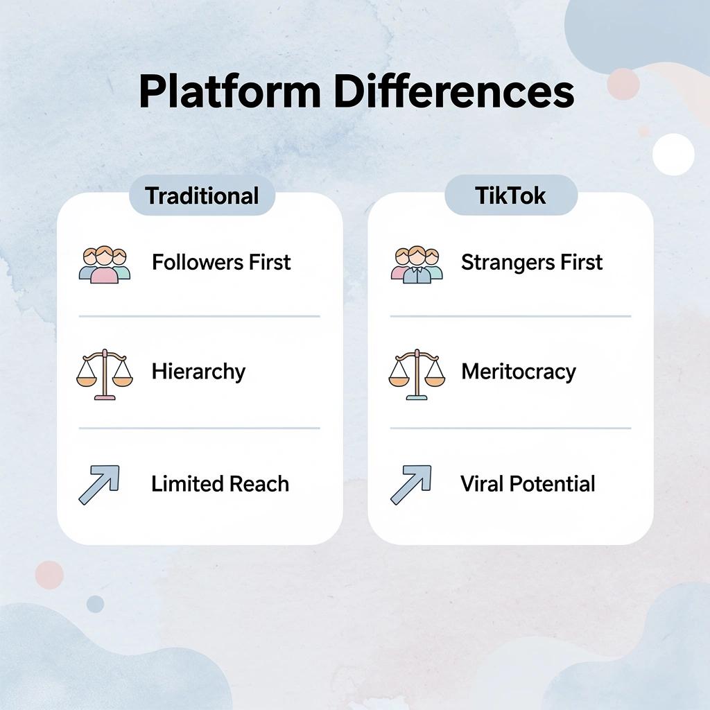 Comparison table showing differences between traditional social media and TikTok