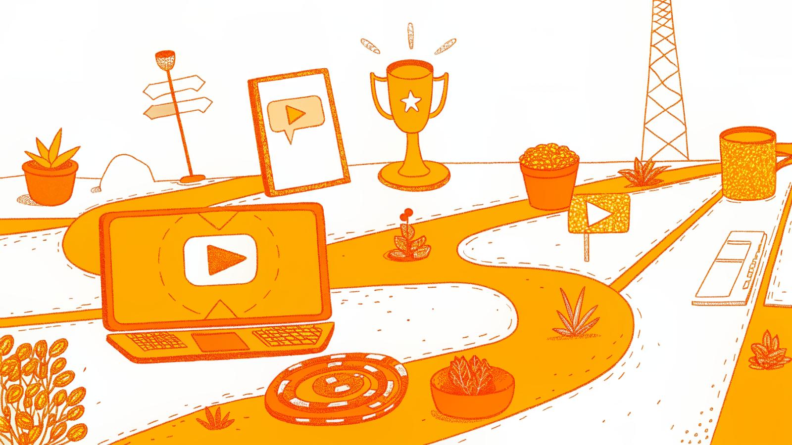 Finished video clip flowing through a performance marketplace into multiple distribution channels