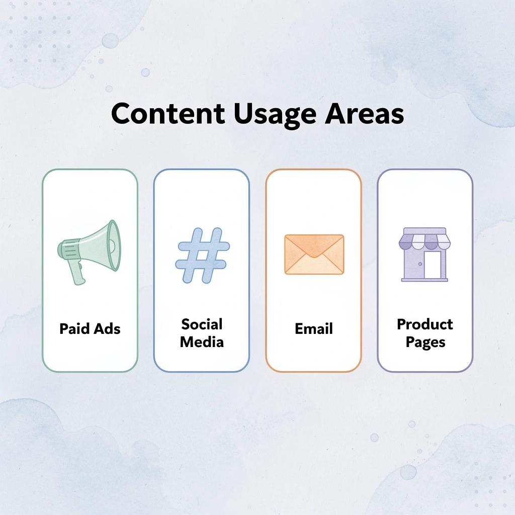 Infographic showing four main areas where brands use UGC content