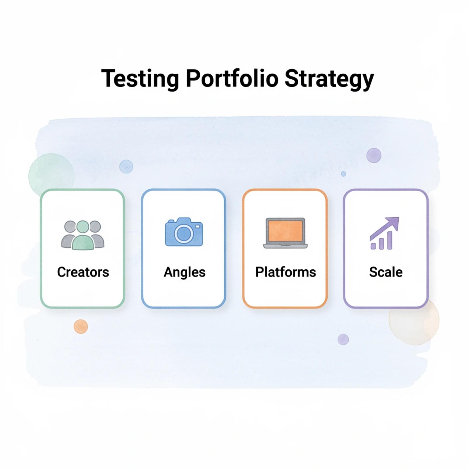 Infographic showing four pillars of testing portfolio strategy