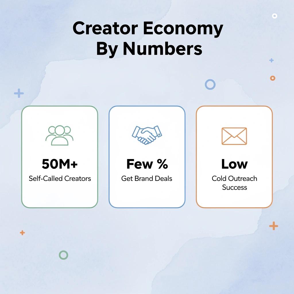 Stats infographic showing creator economy scale versus brand deal reality