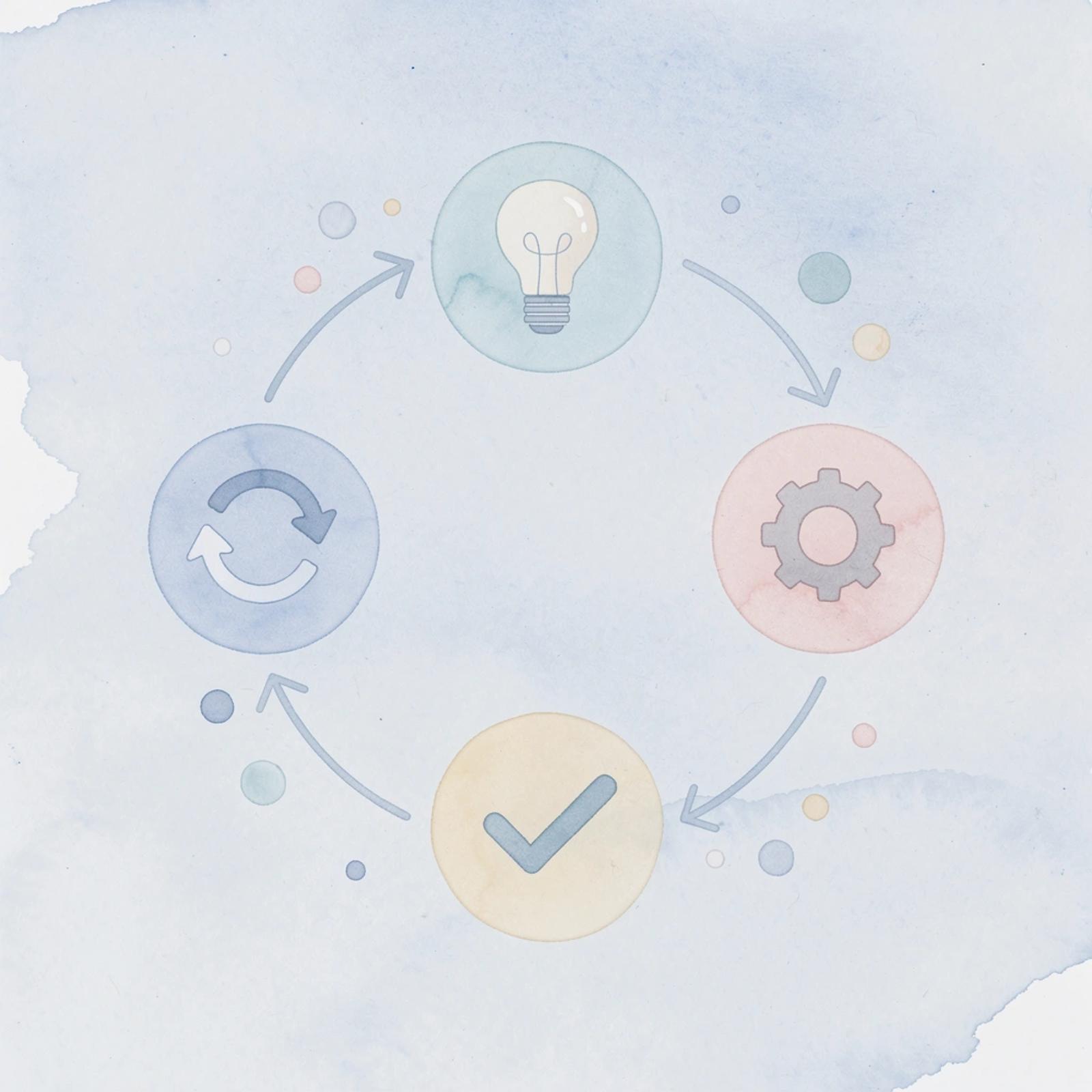 Cycle showing content creation and refinement process