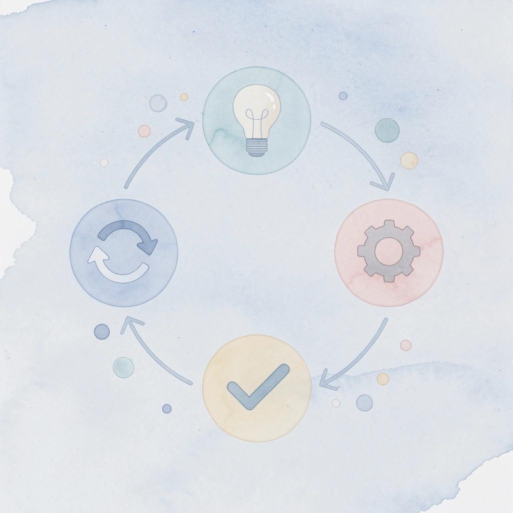 Cycle showing content creation and refinement process