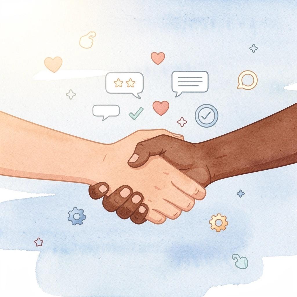 Scene of two hands connecting, representing an influencer and brand partnership
