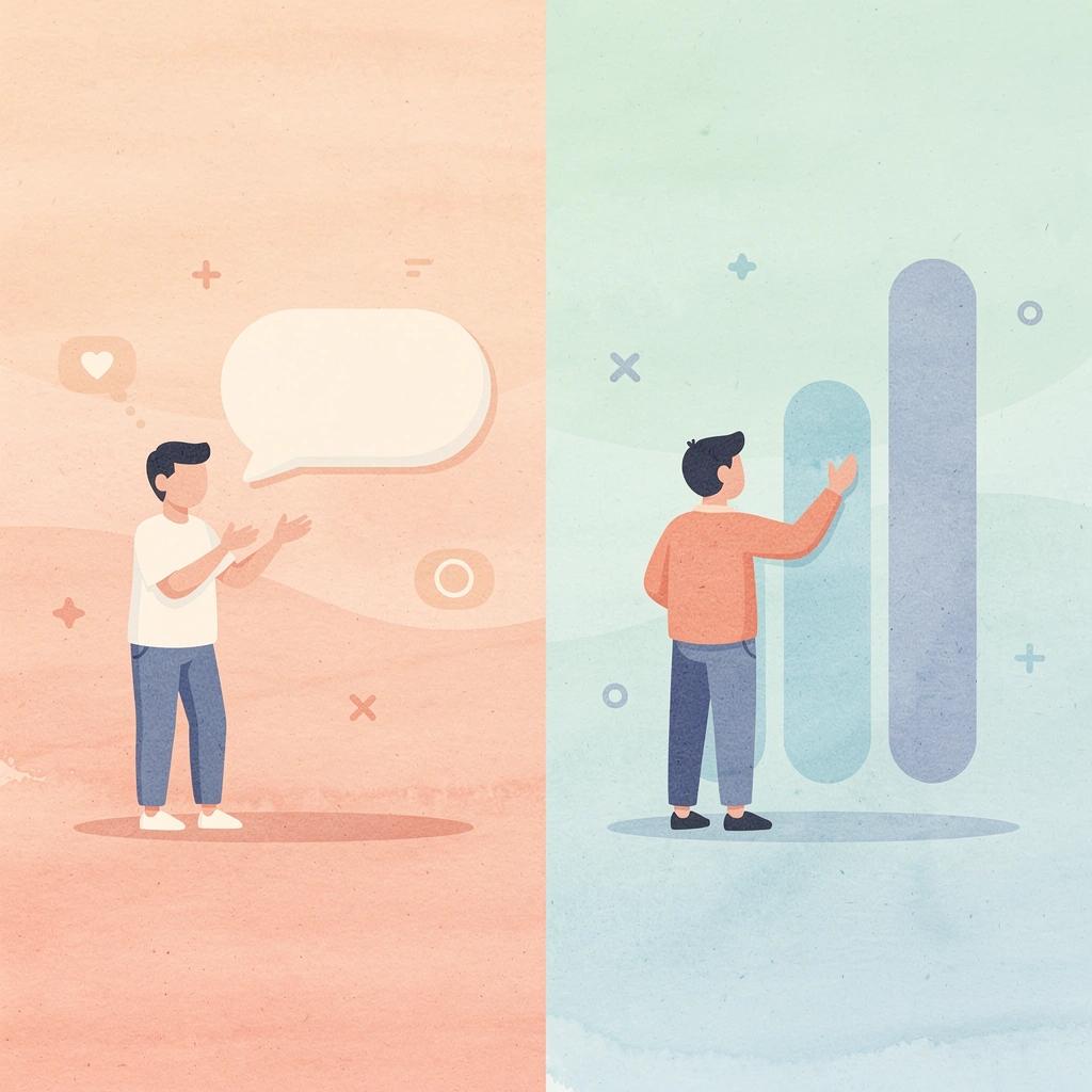 Scene illustration contrasting manual influencer outreach with automated creator partnerships