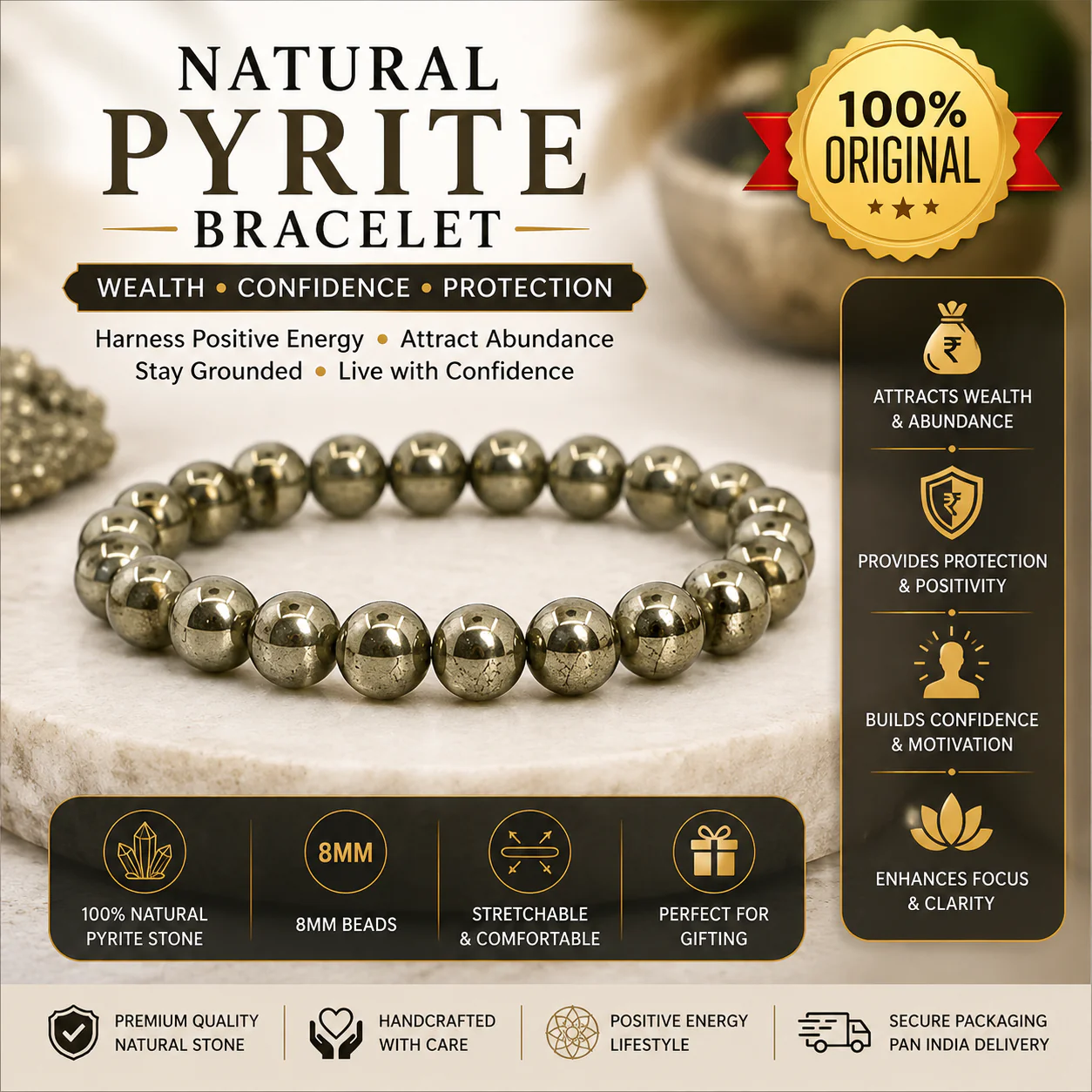 Natural Pyrite Bracelet