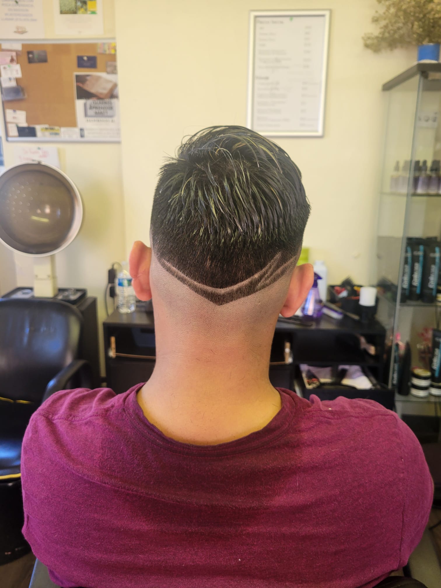 Swirl design on the back of the hair
