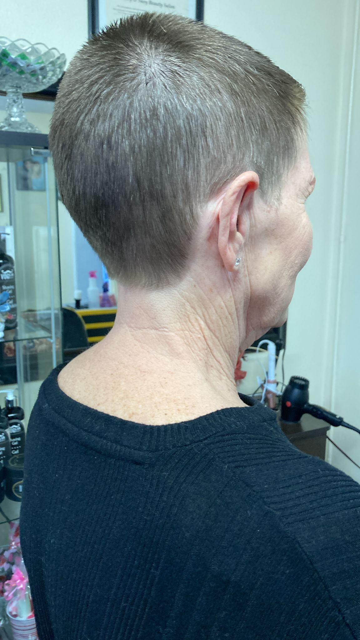 A clean, close-cropped hairstyle featuring a uniform length on the top, sides, and back. The hair is neatly trimmed, exposing the natural hairline at the nape and around the ears for a sharp, low-maintenance finish.