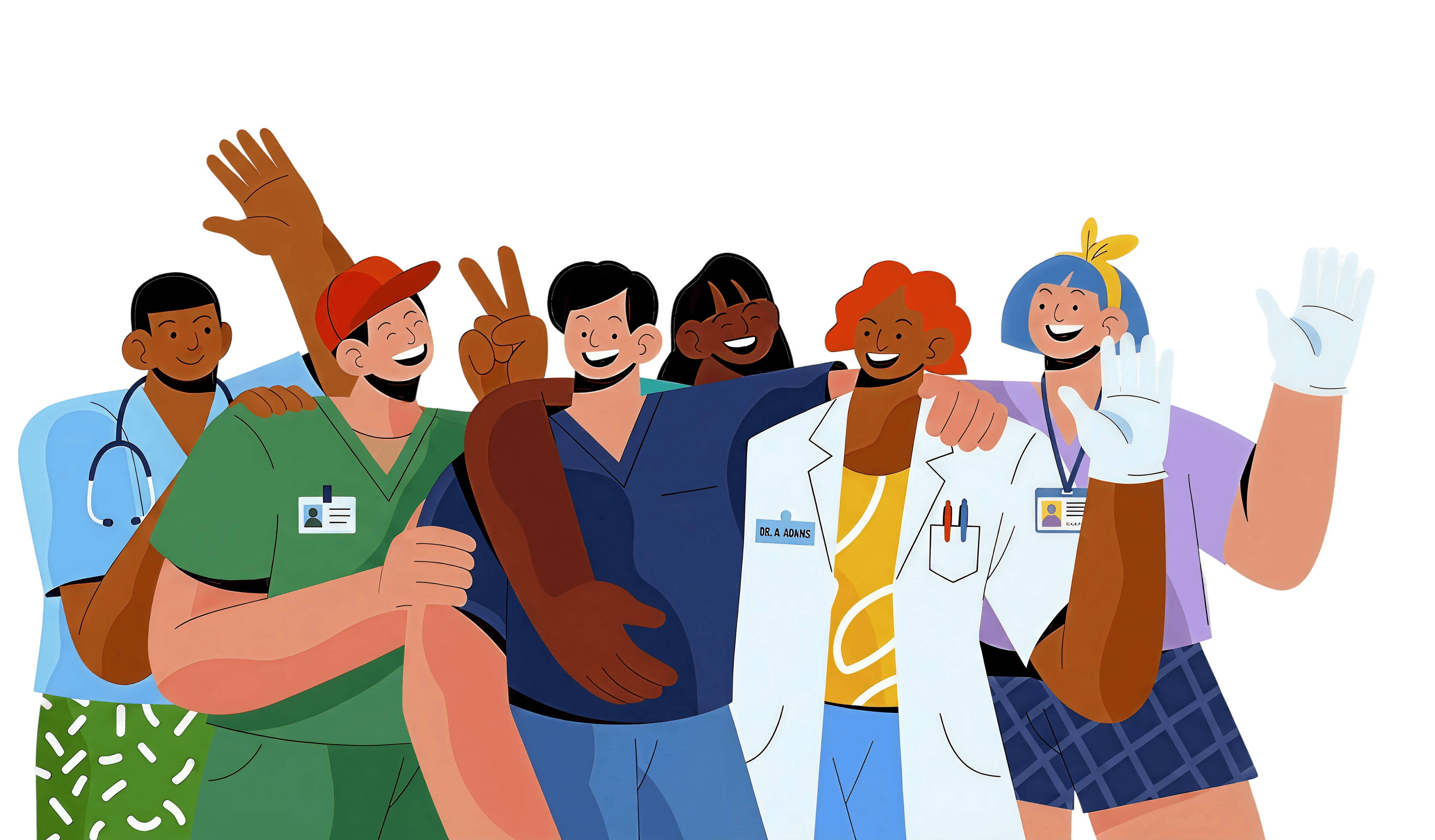 Bunch of doctors and patients together