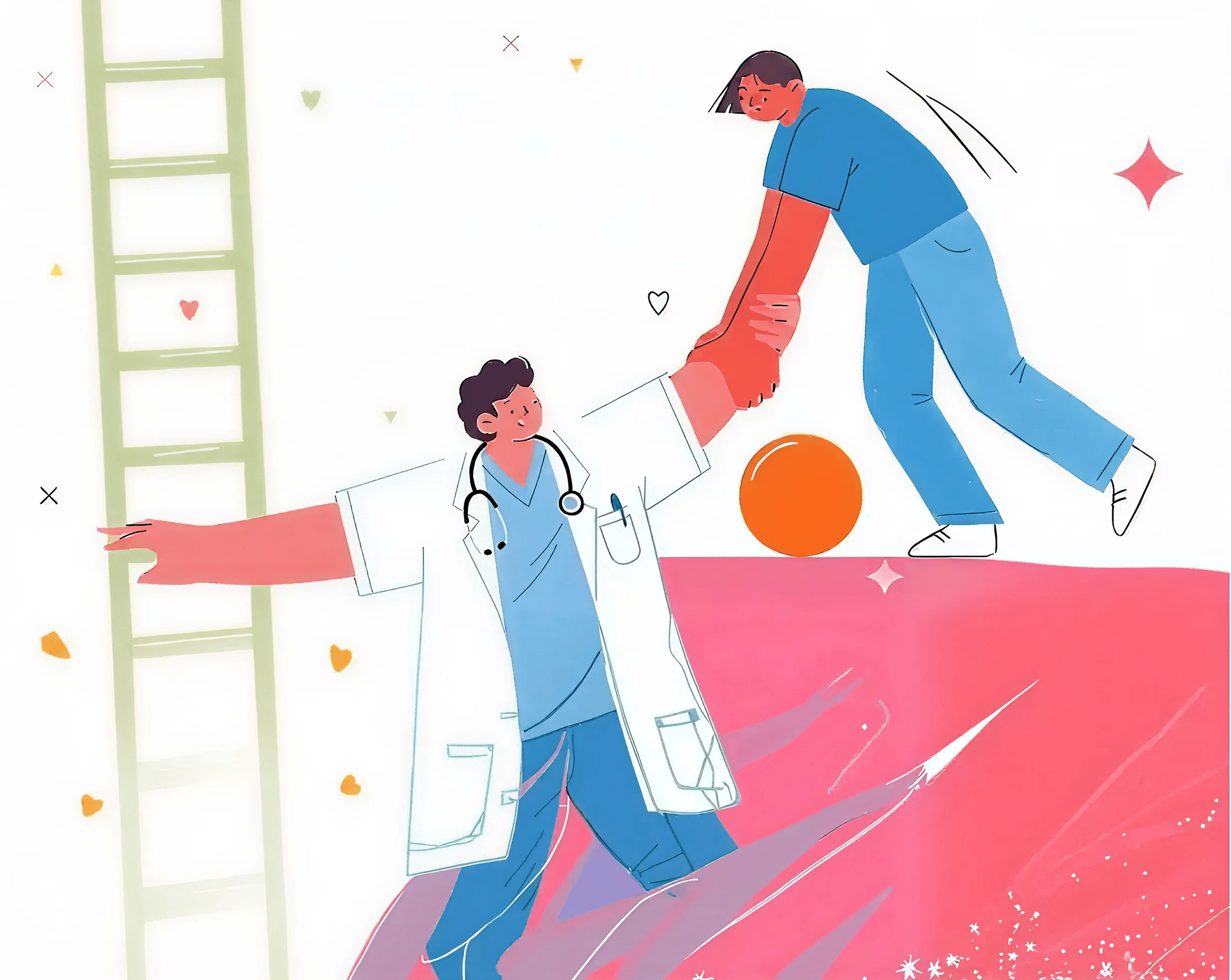 Doctor and a person holding hands