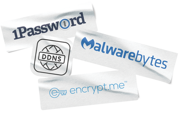 1Password, DDNS, Malwarebytes, encrypt.me