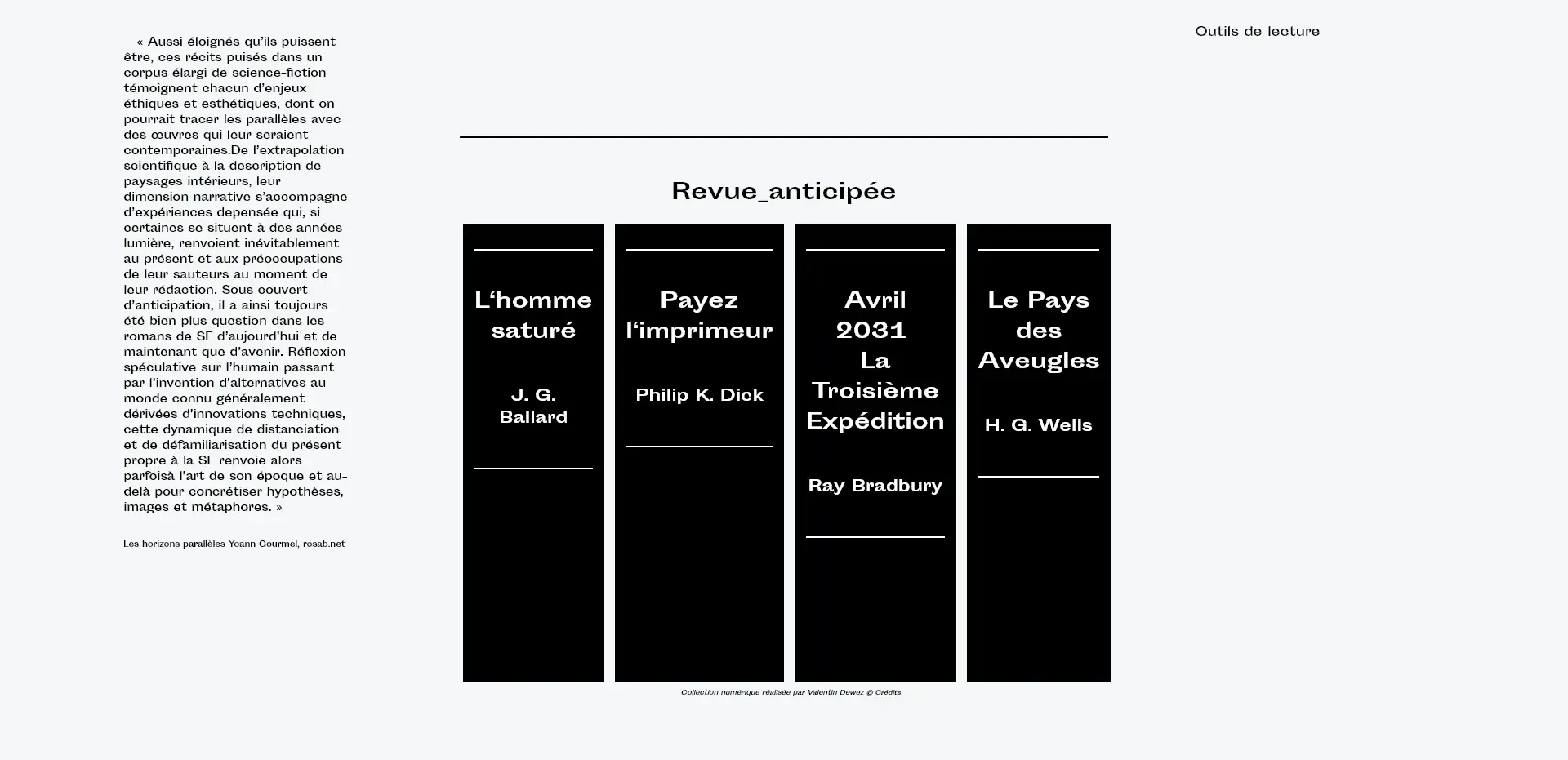Sommaire de la Revue anticipée