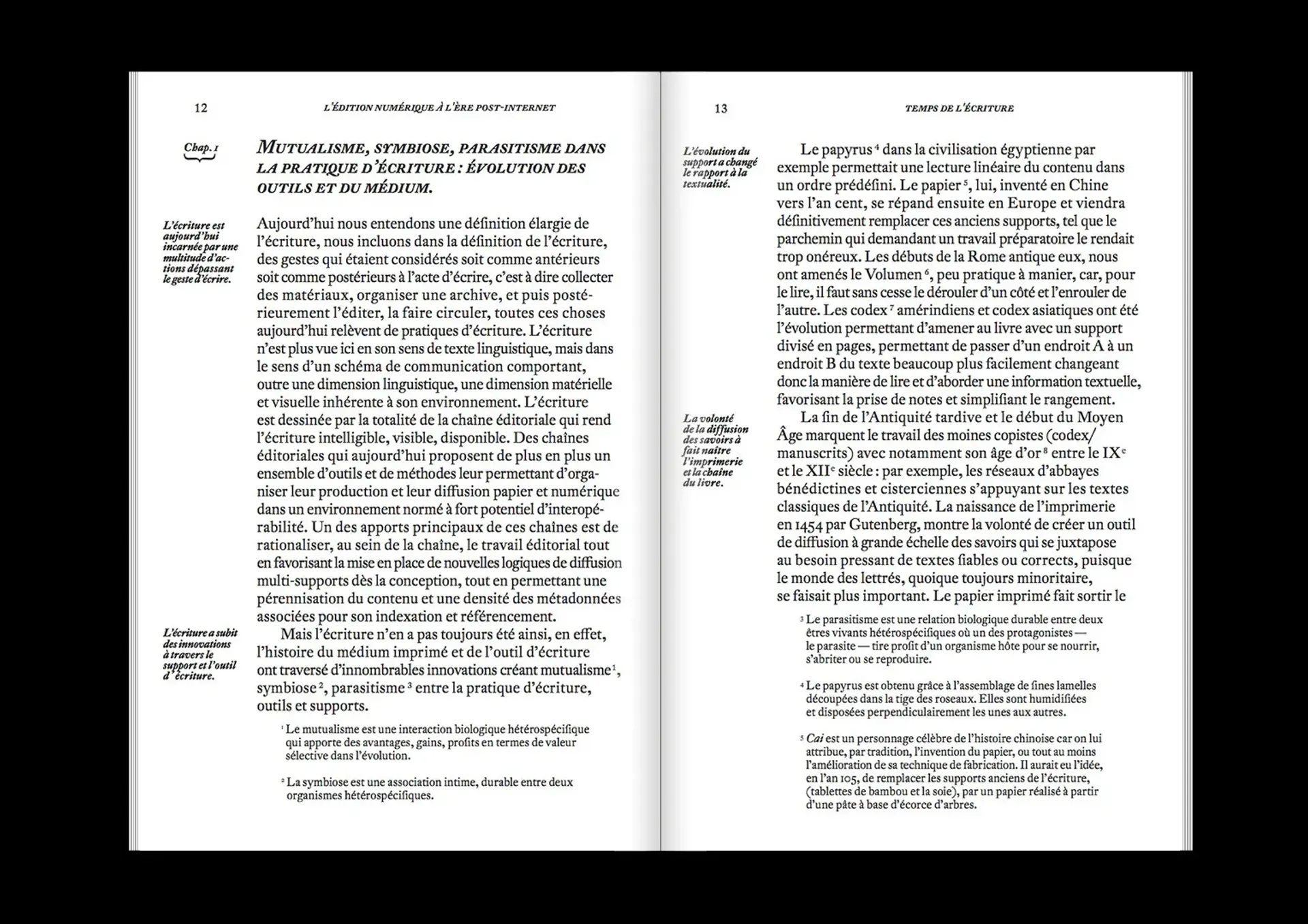 Double page du mémoire imprimé