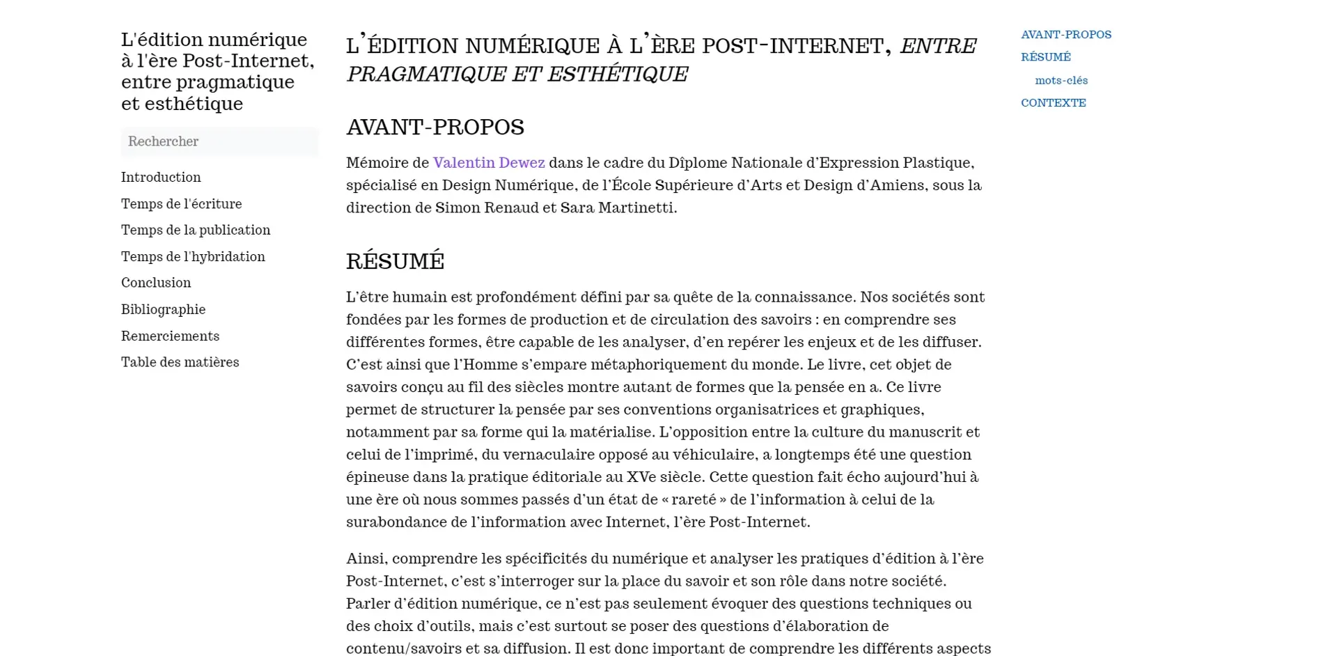 Version en ligne du mémoire