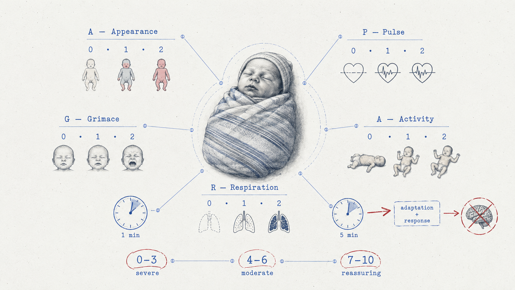 APGAR Score diagram for NEET PG