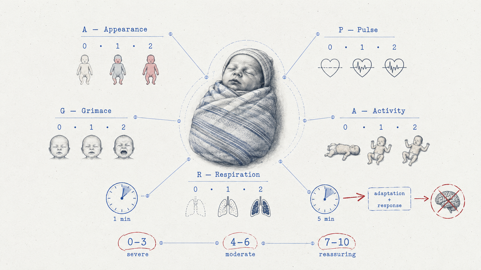 APGAR Score diagram for NEET PG