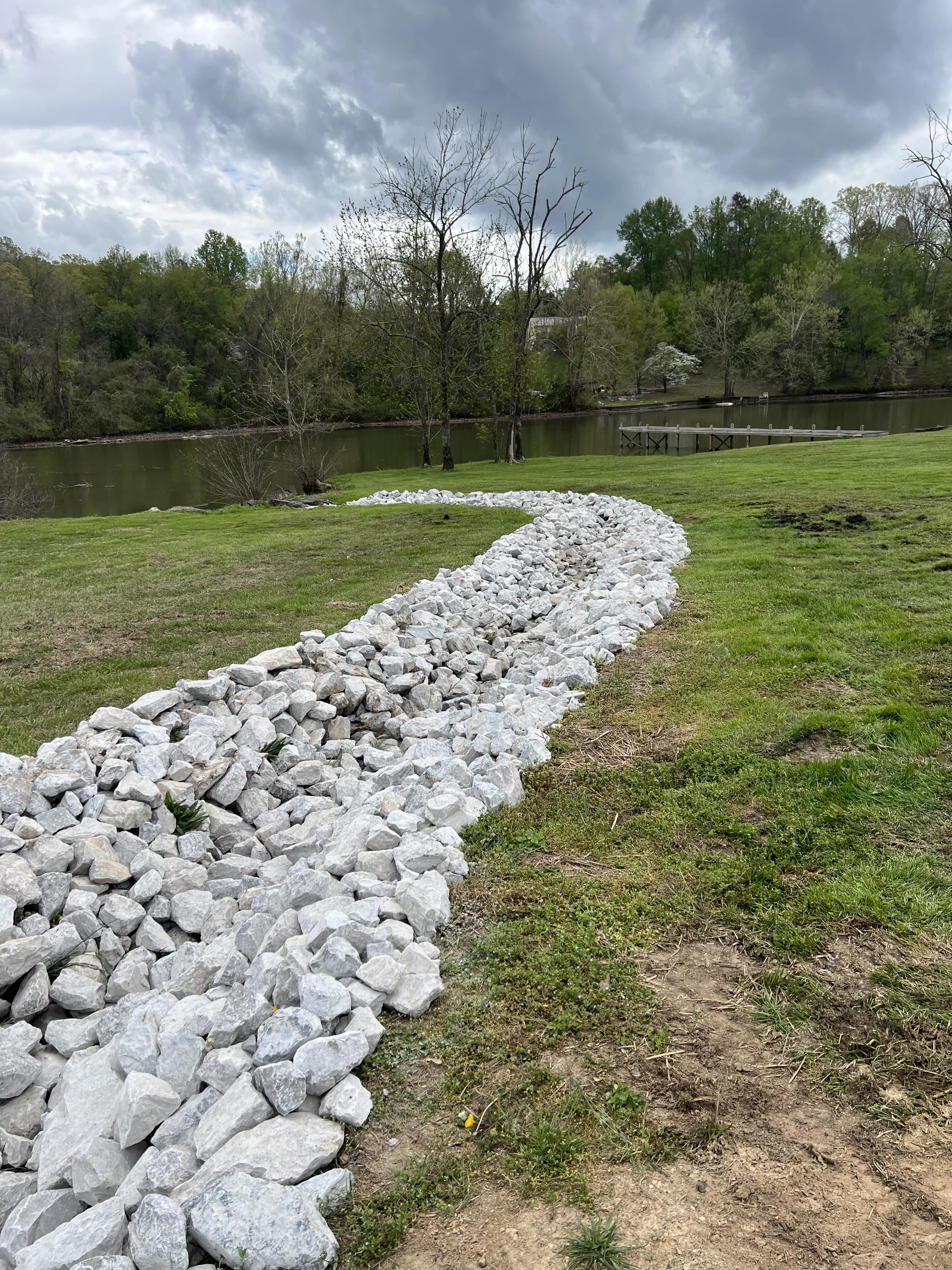 French drain in yard going towards pond