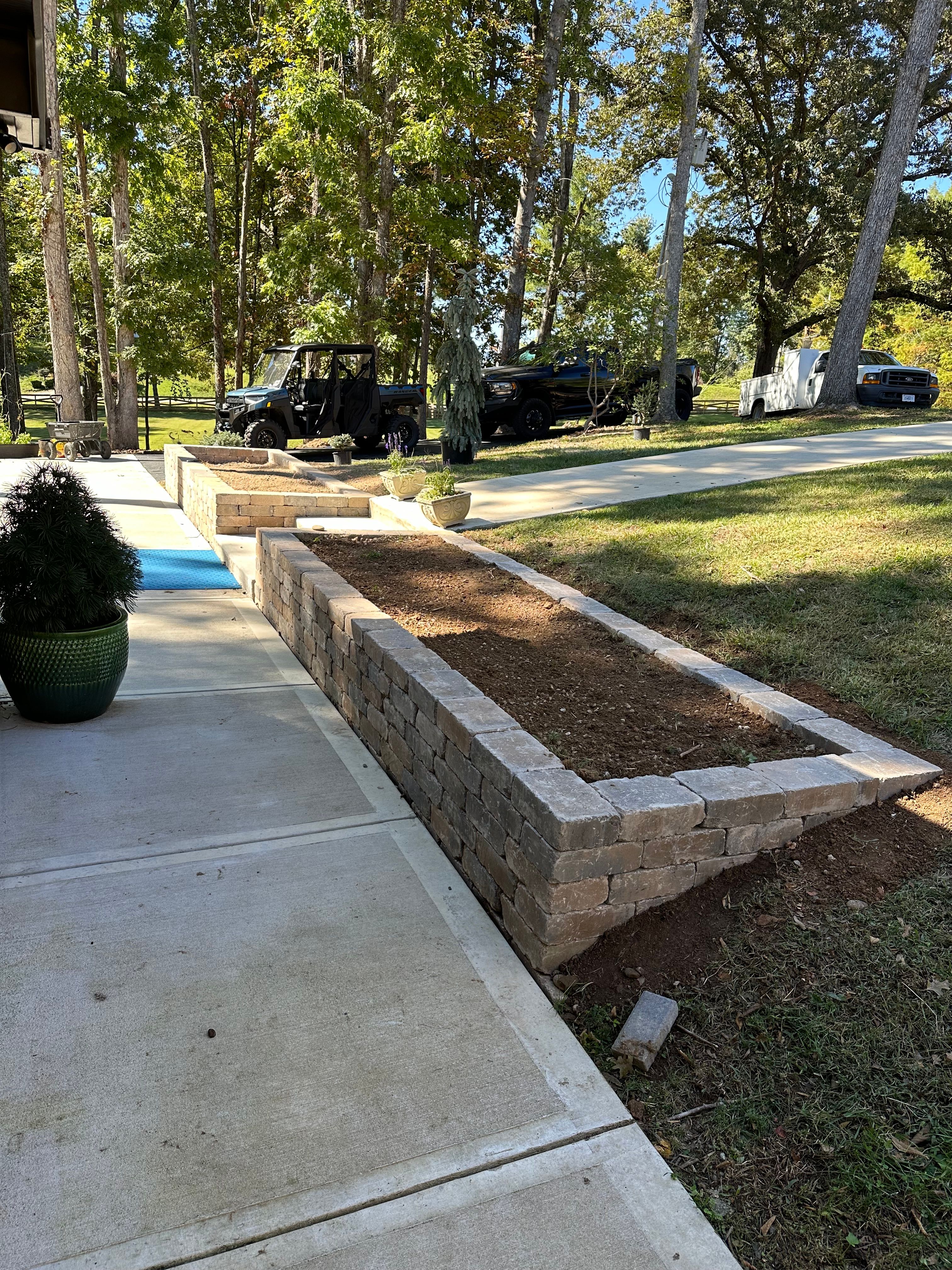 Retaining wall next to outdoor walkway