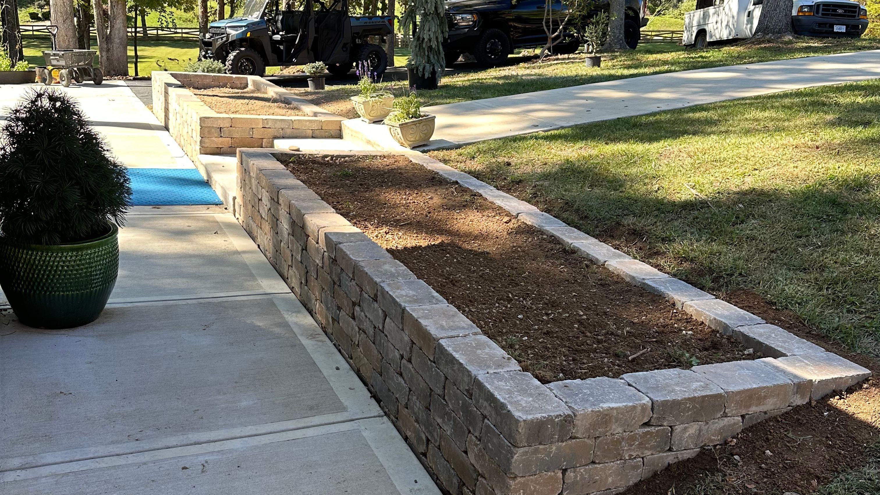 Retaining wall next to outdoor walkway