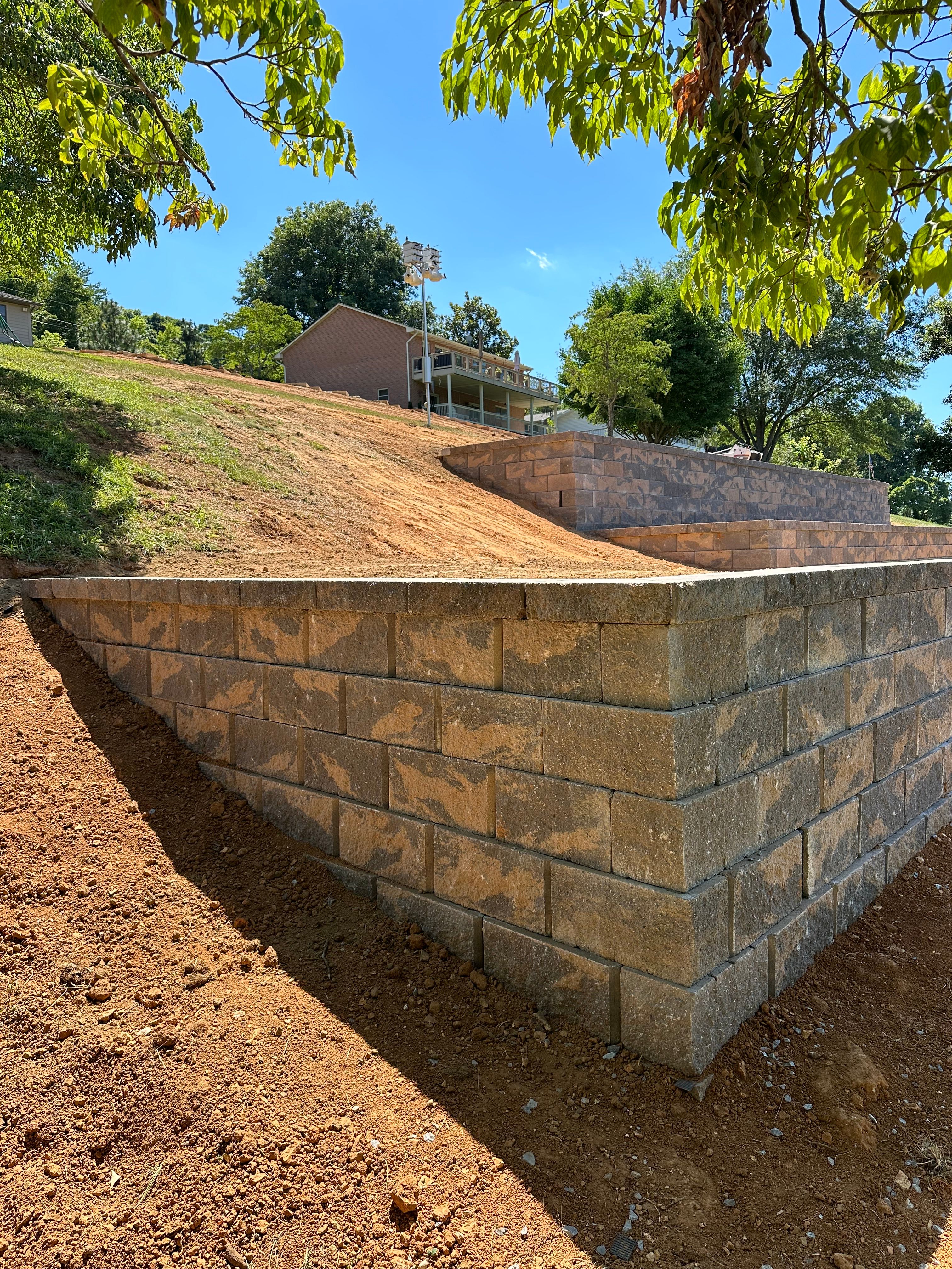 Newly built retaining wall