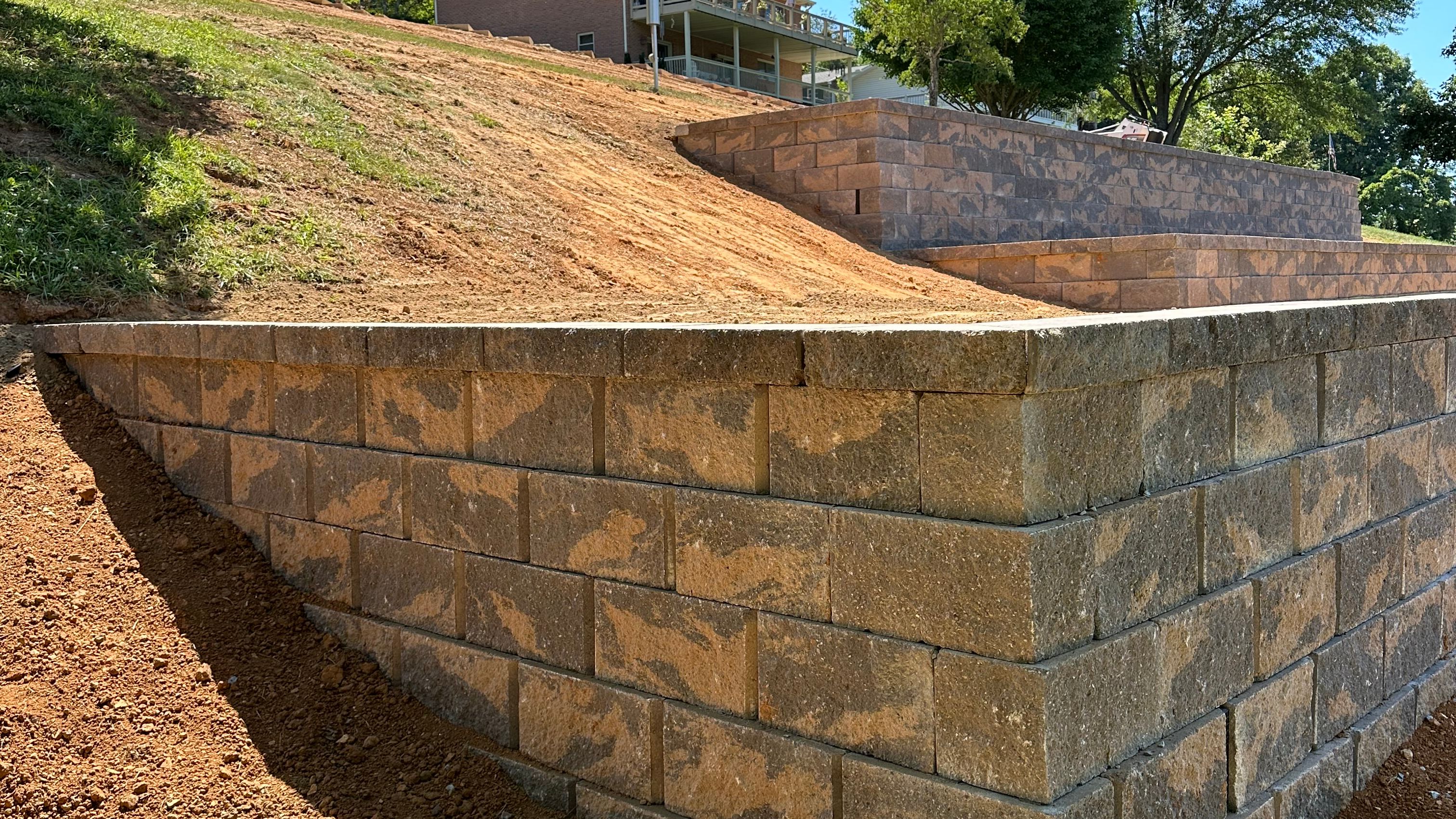 Newly built retaining wall