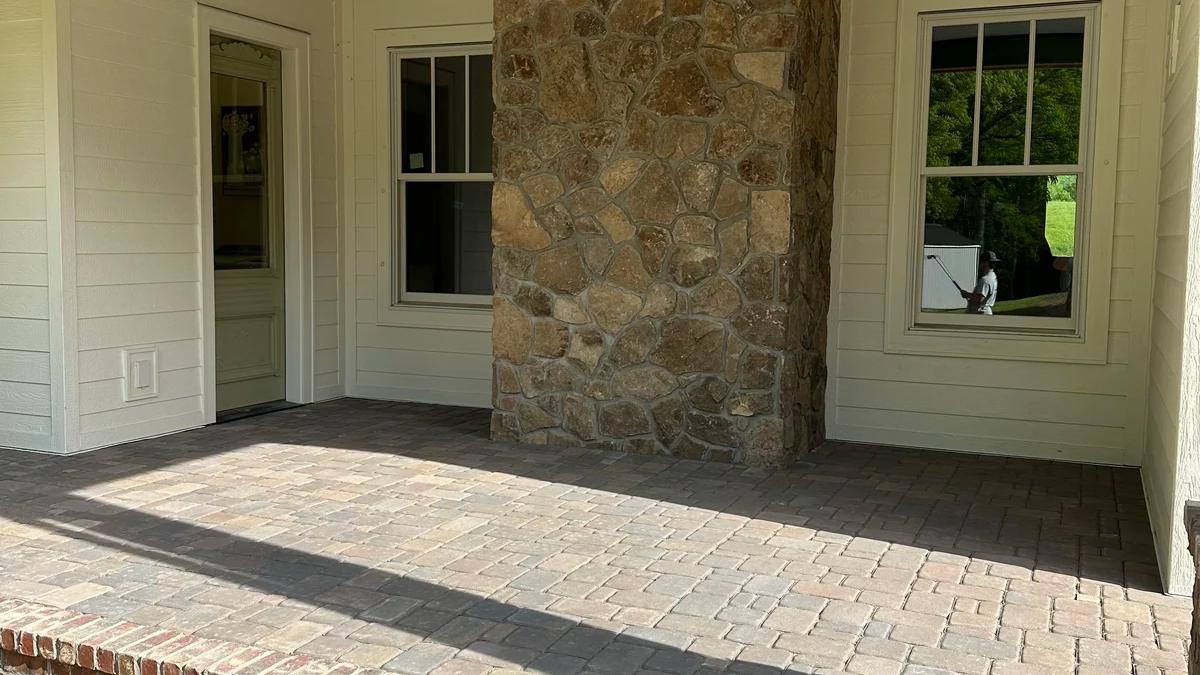 Outdoor patio with bricks