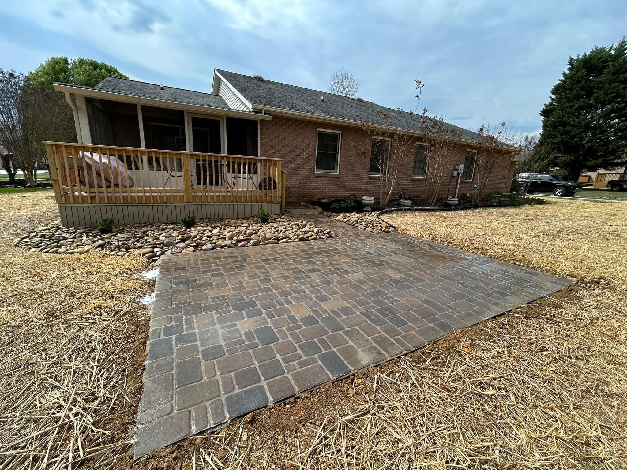 Newly built brick patio