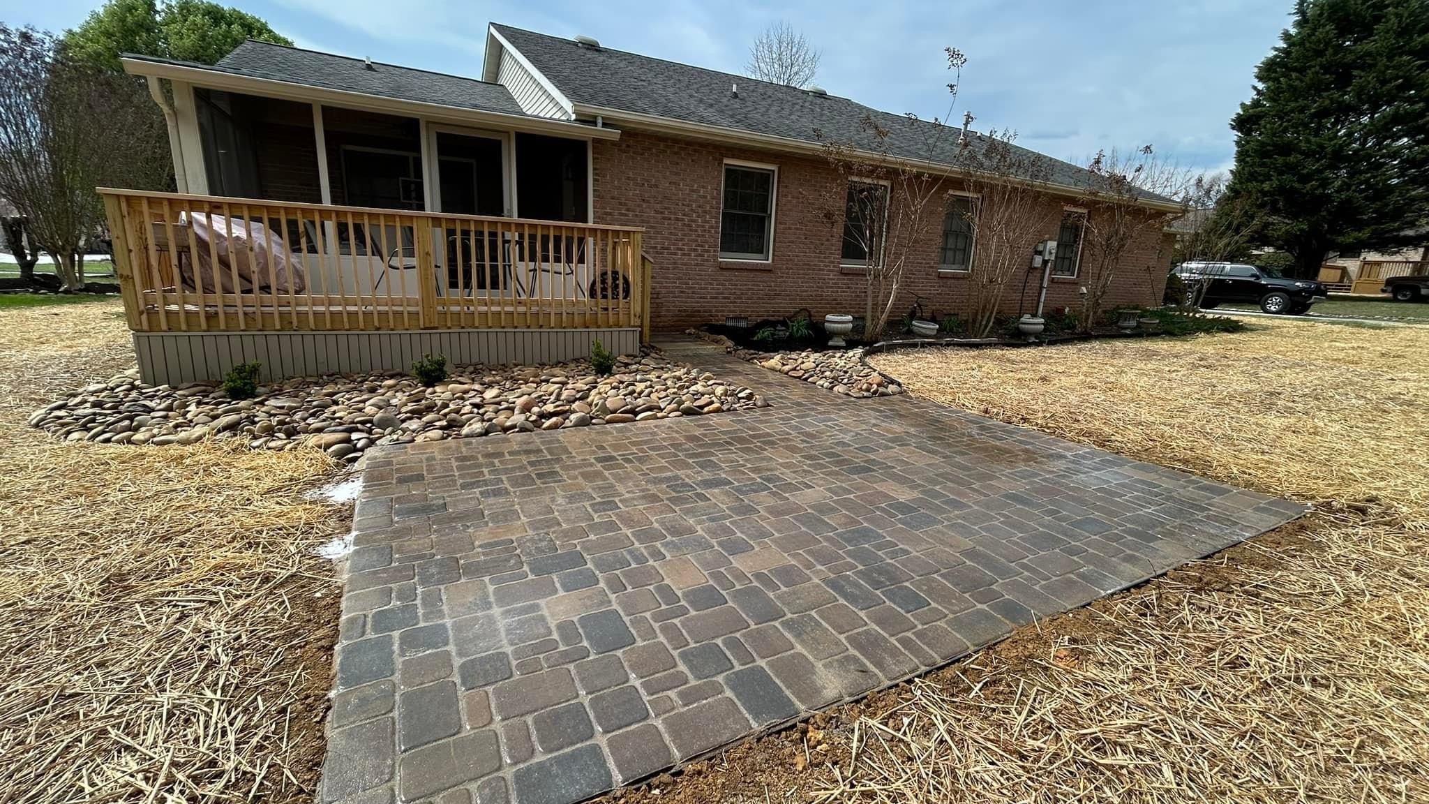 Newly built brick patio