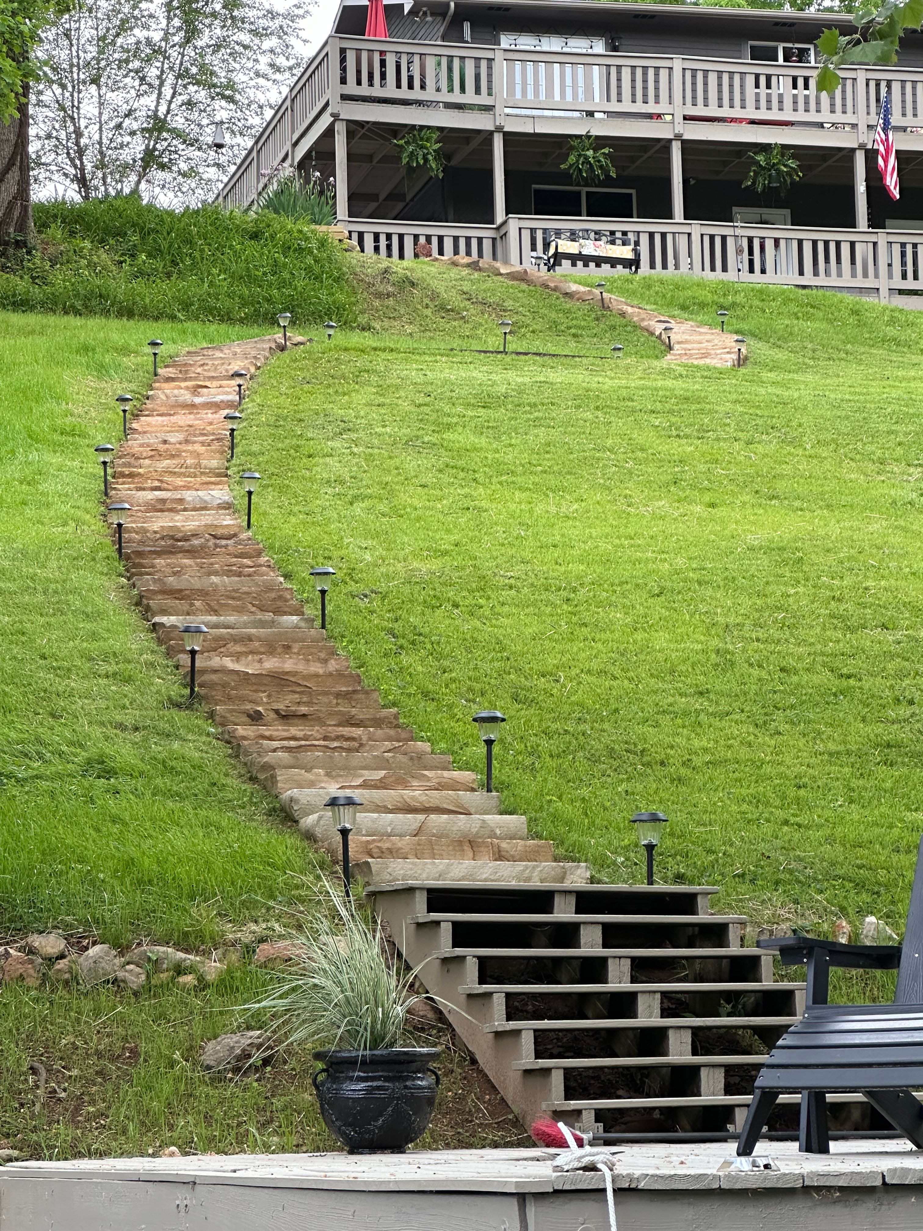 Steep hill that has been freshly mowed