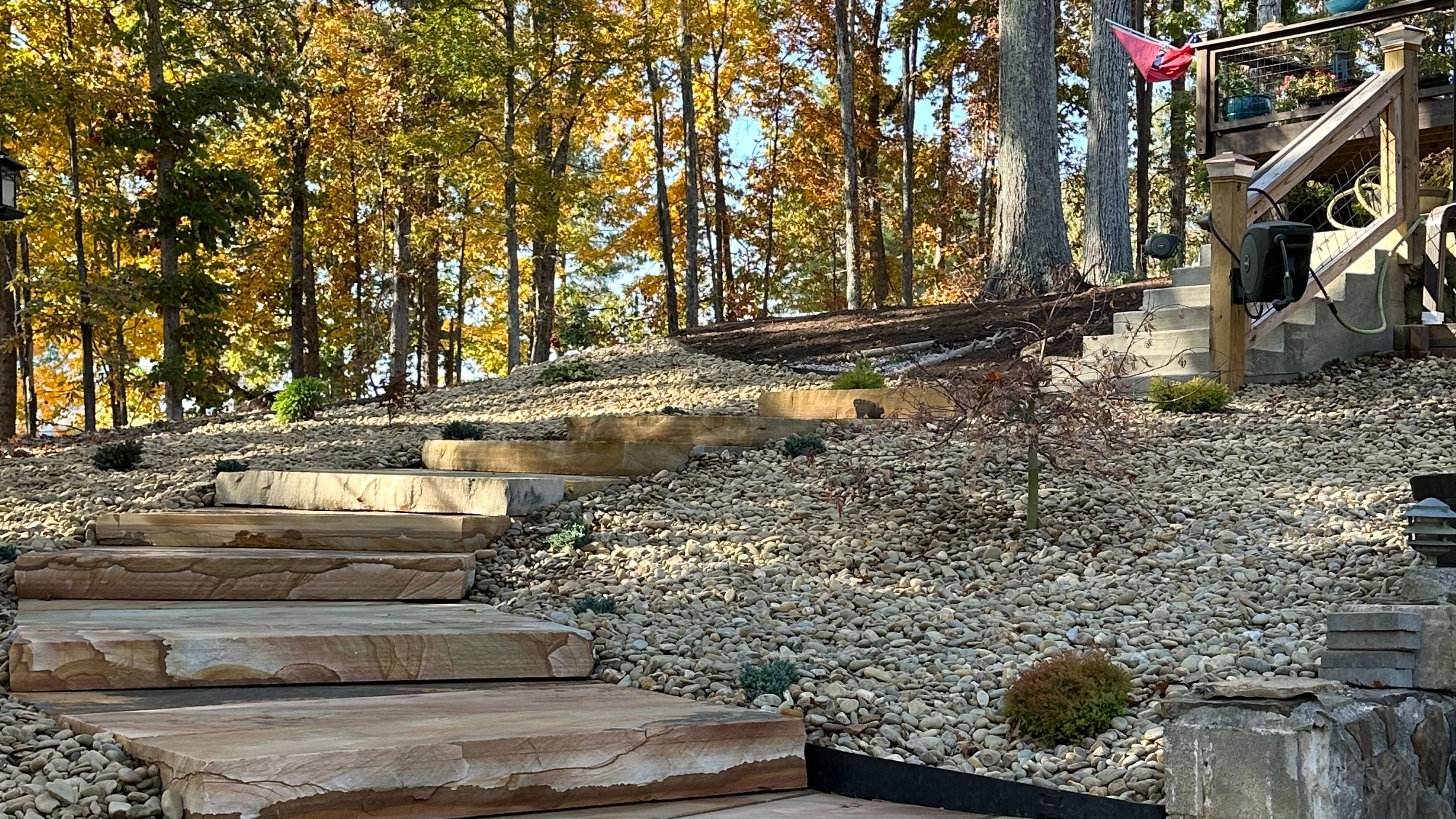 Natural rock stairway up side of hill