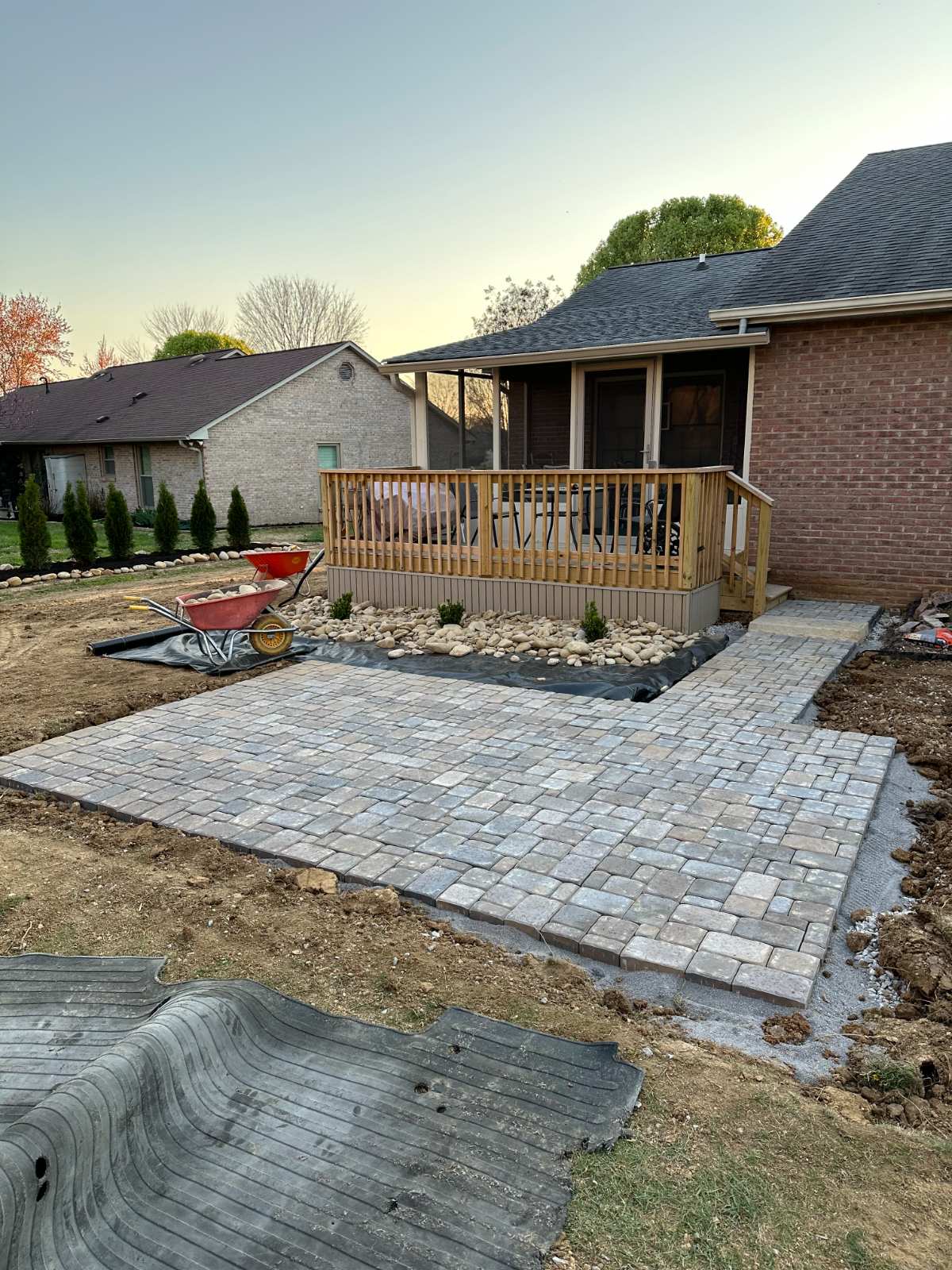 Backyard patio built with pavers