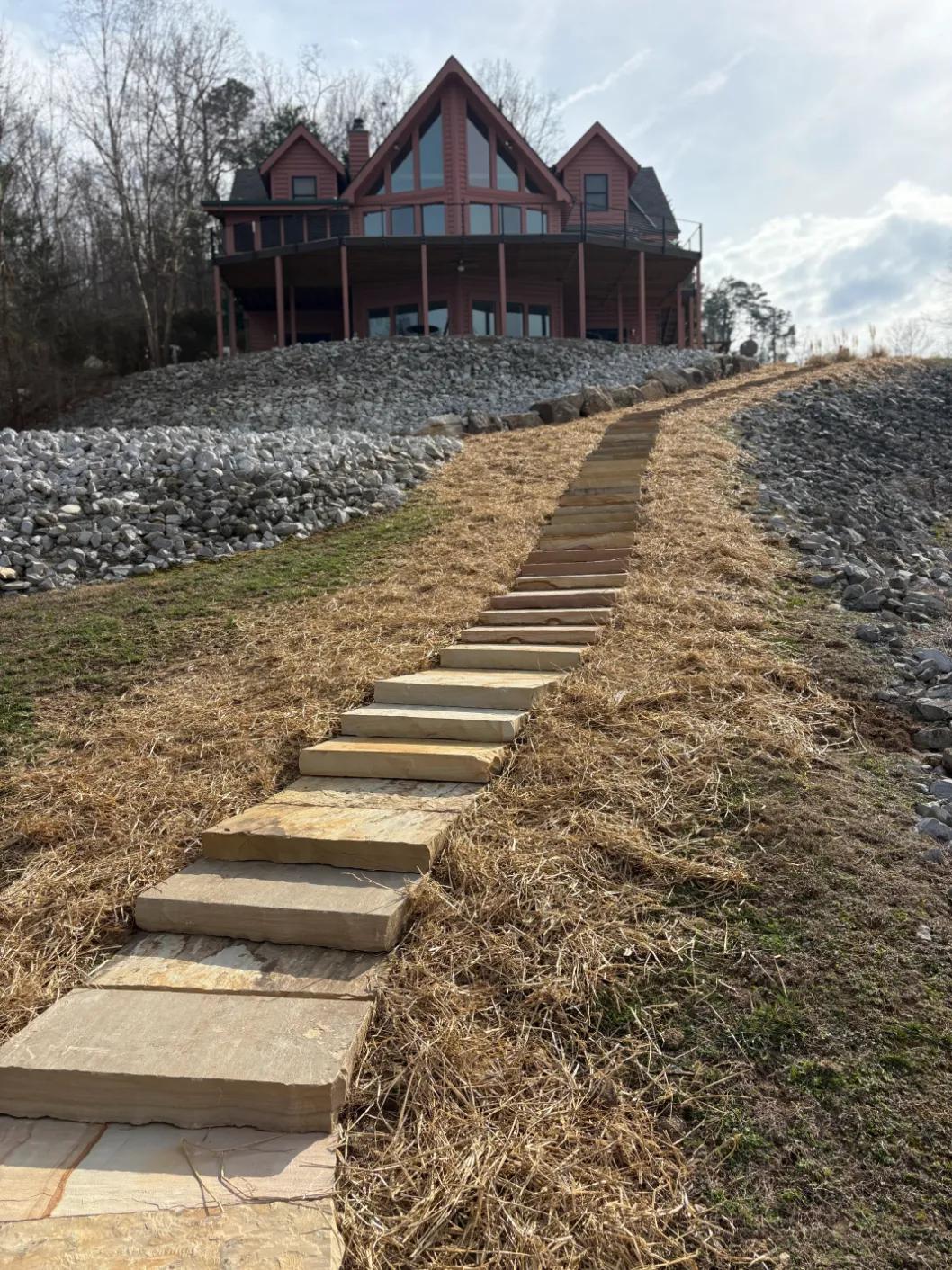 Steps on steep hill leading up to home