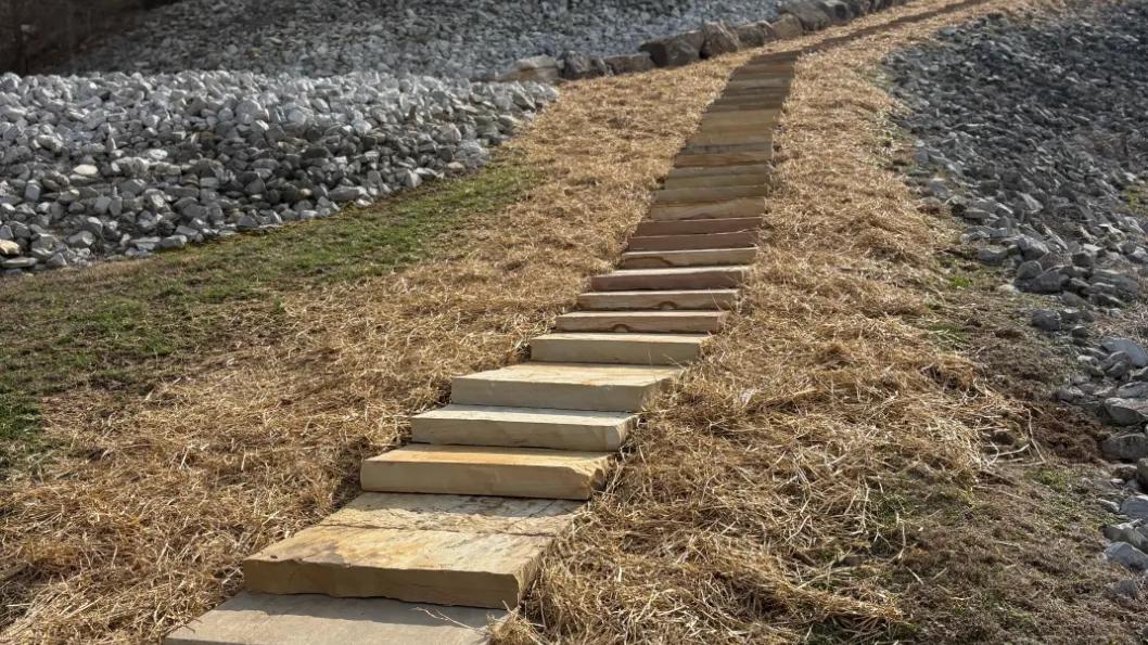 Steps on steep hill leading up to home