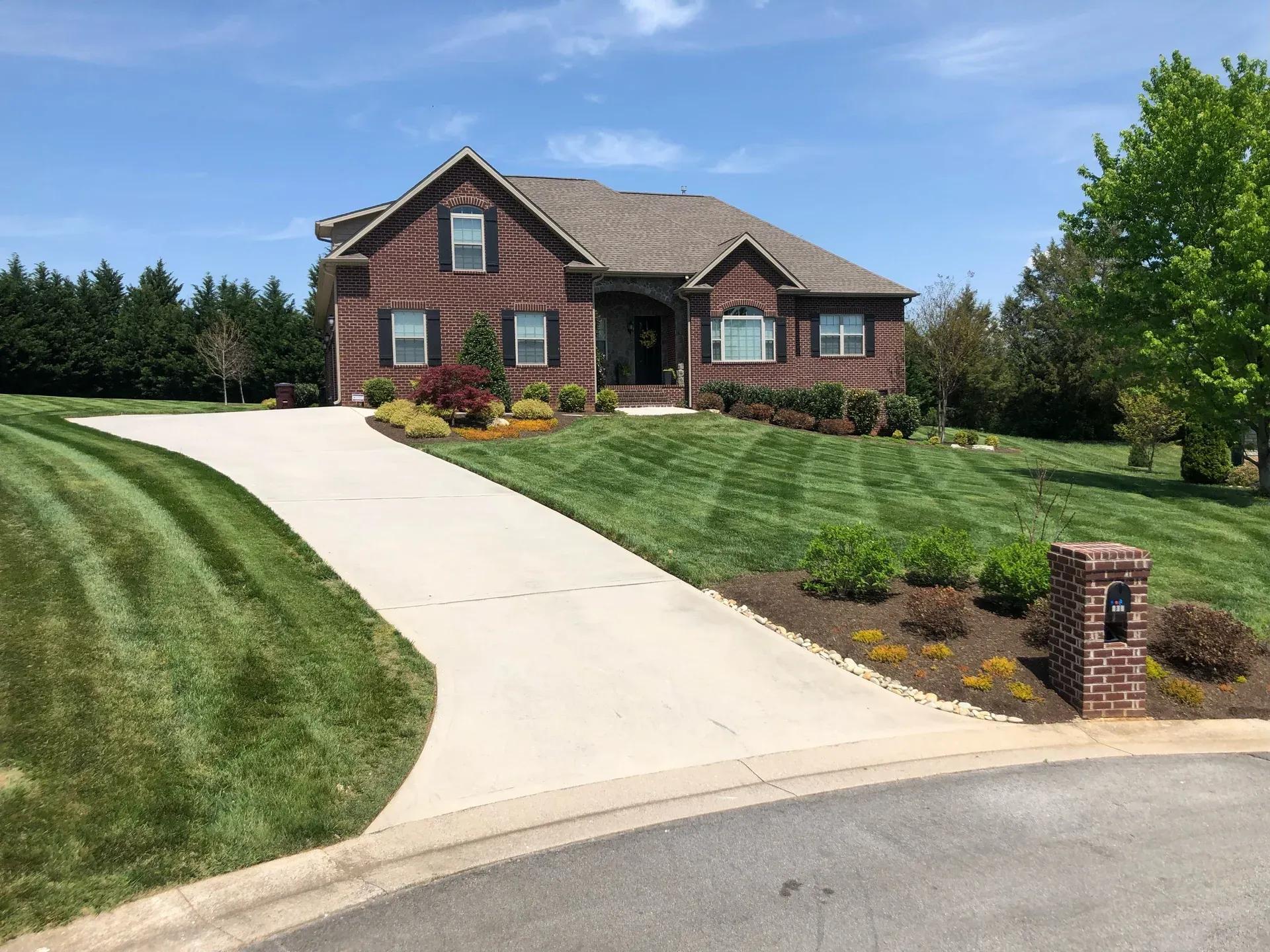 Home with freshly mowed grass