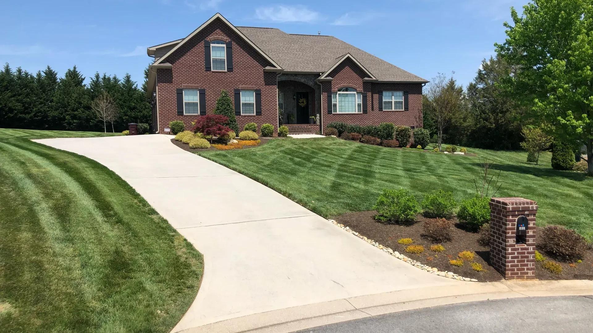 Home with freshly mowed grass