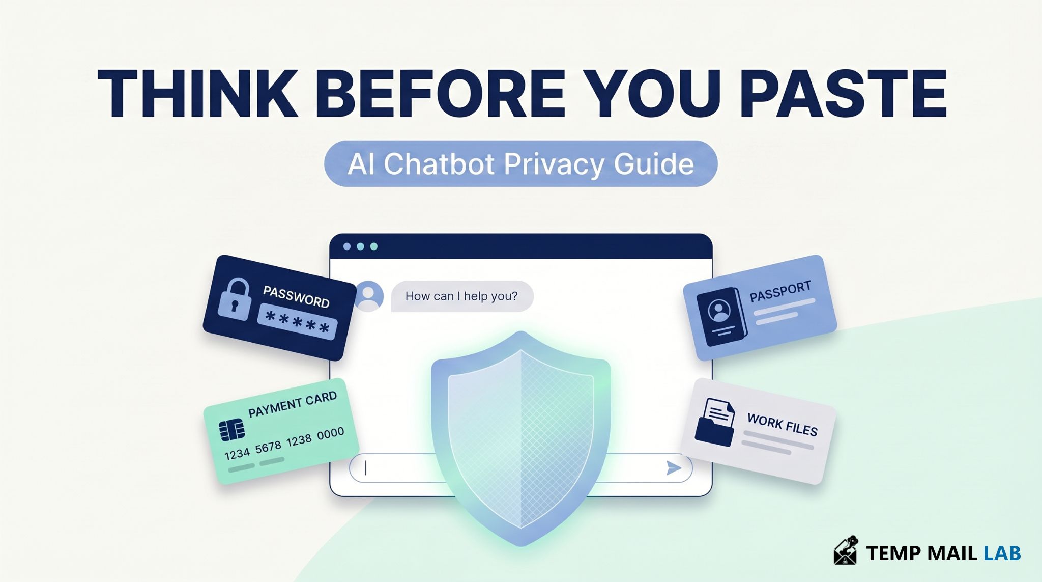 AI chatbot privacy illustration showing sensitive data protected before sharing with AI tools
