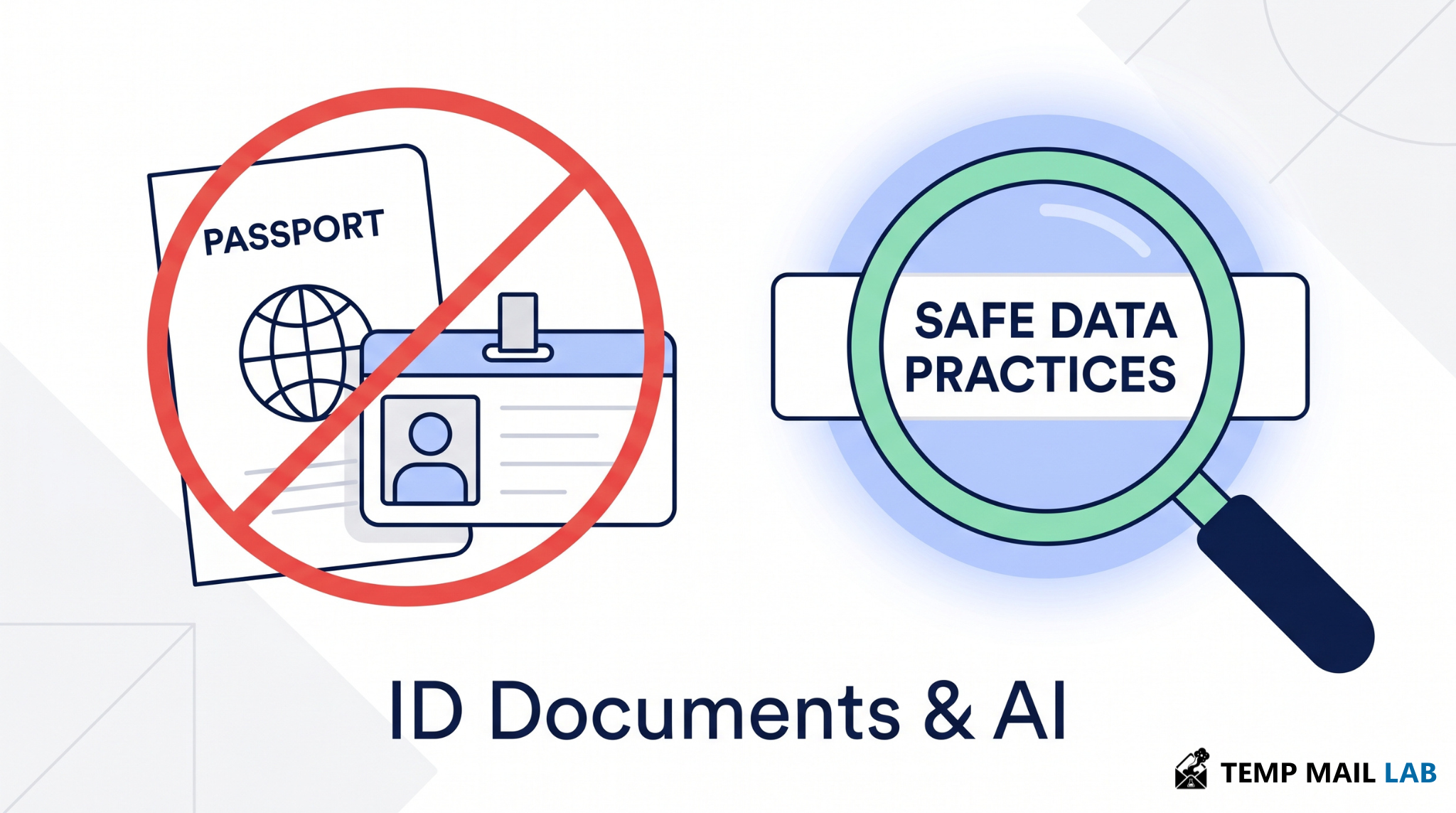 Illustration warning against uploading ID documents or passports to AI chatbots