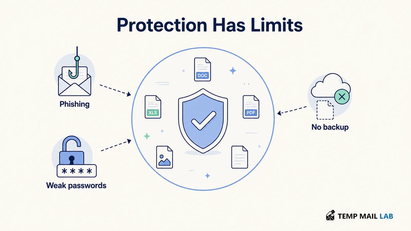 Limits of antivirus protection against phishing, weak accounts, and data loss