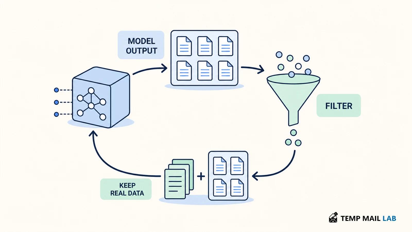 Training loop that filters model output while keeping real data in the mix.