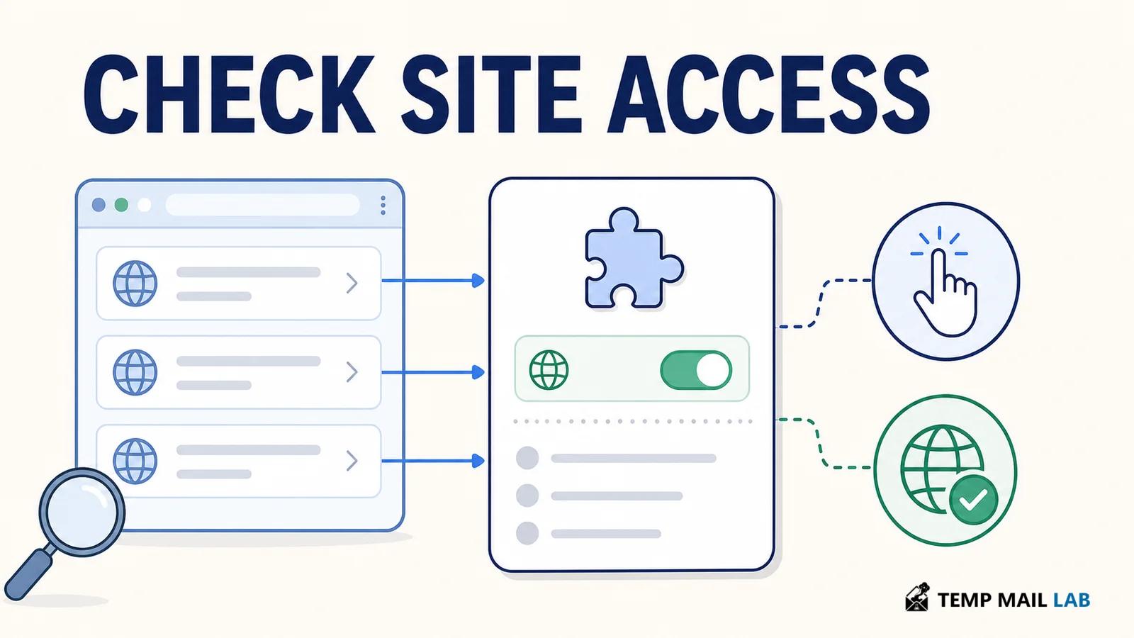 Extension settings illustration showing website access and click-to-run controls