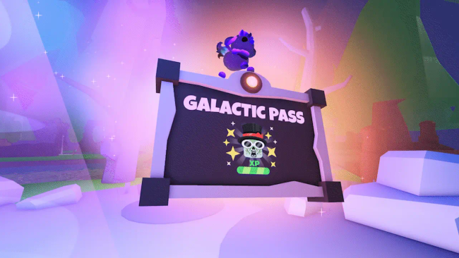 Glormy Hound, the space dog pleading on the Galactic Pass sign in-game!