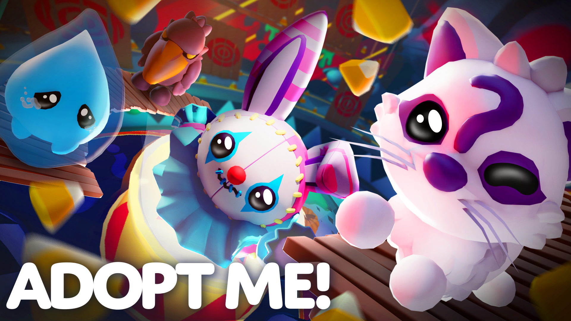 Adopt Me Halloween seasonal event artwork Official Adopt Me Halloween event artwork showing seasonal pets