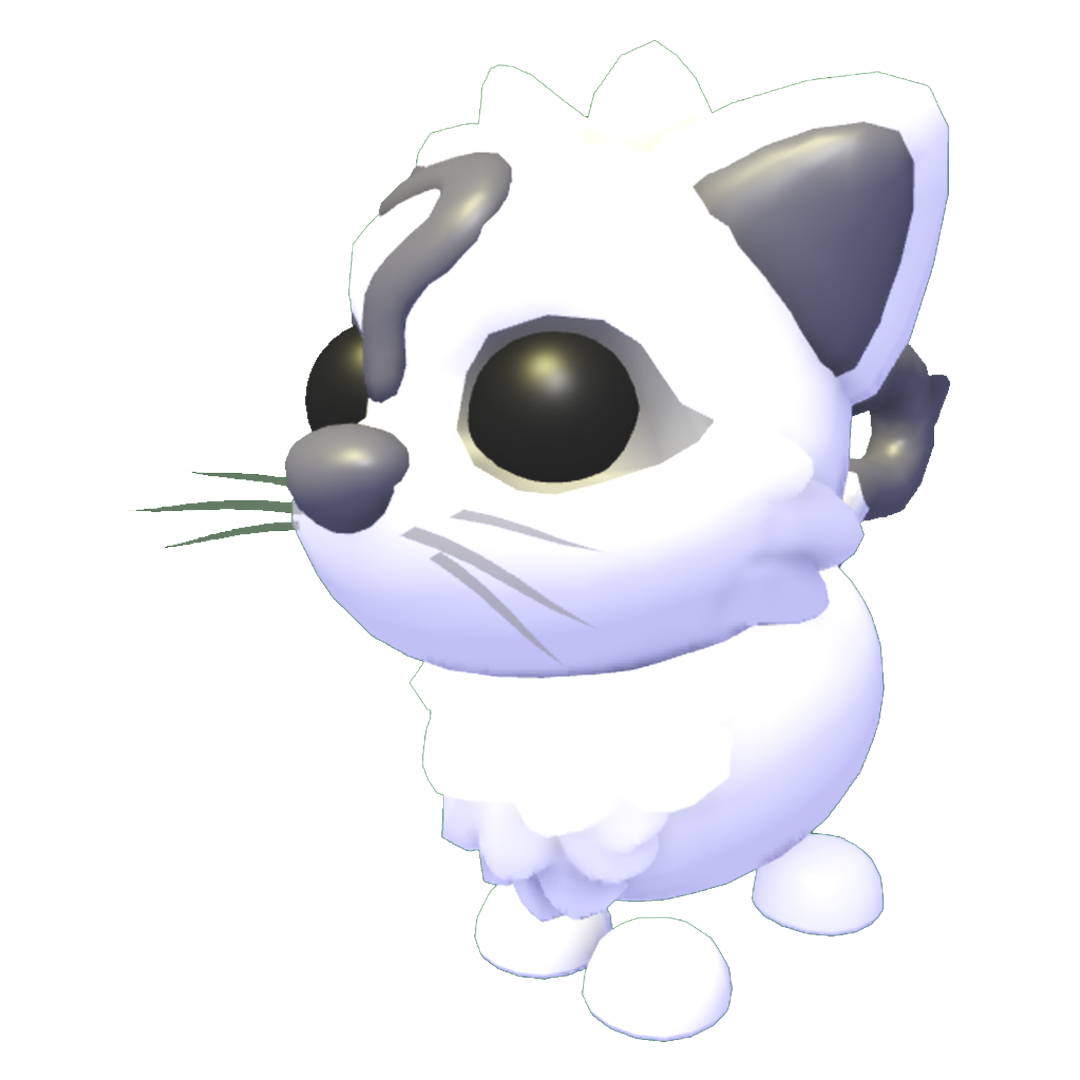 Pet Copycat, kucing putih dengan tanda tanya ungu di wajahnya, pet Legendary Adopt Me seharga 600 Robux