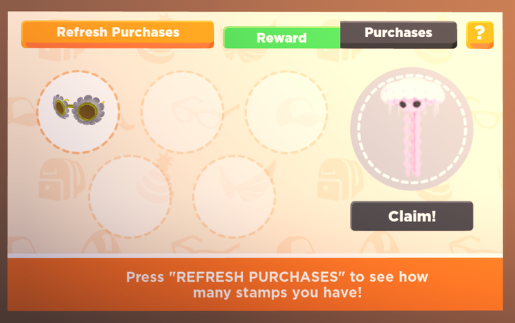 Sign from the Accessory Shop in Adopt Me containing 5 circles counting up to the Jellyfish reward. The first circle shows the Daisy Glasses UGC item.