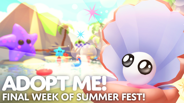 Happy Clam welcomes you to the Final week of Summer Fest, with the event area in the background, including the beach and giant Starfish. 