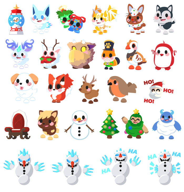 Table of all new Winter Stickers in the pack, listed below.