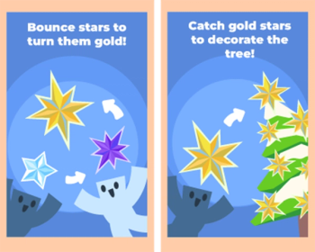 Bounce stars to turn them gold and catch gold stars to decorate the tree